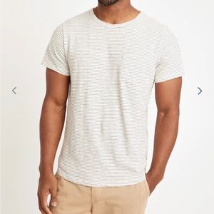 NWT Marine Layer Saddle Hem Pocket Tee White/Blue Stripe Mens L